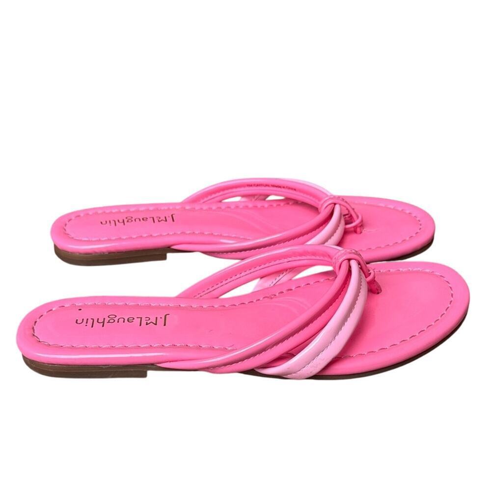 J. McLaughlin Caitlin Sandals Women's 7 Pink Two Tone Flip Flop Thong Slides
